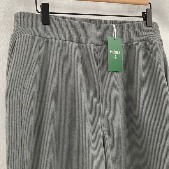 NWT Halara Gray High Waisted Side Pocket Straight Mop Corduroy Casual Pants XLP - Picture 7 of 11